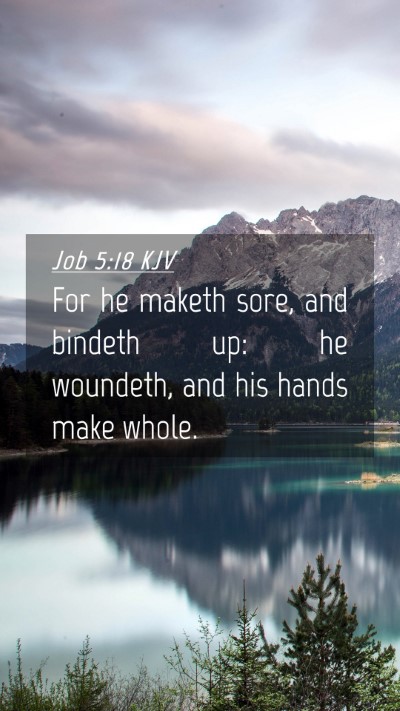 Picture 04 - Job 5:18 KJV Mobile Phone Wallpaper - For he maketh sore, and bindeth up: he woundeth, - Mobile Bible Verse Wallpaper
