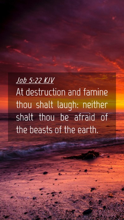 Picture 04 - Job 5:22 KJV Mobile Phone Wallpaper - At destruction and famine thou shalt laugh: - Mobile Bible Verse Wallpaper