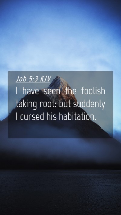 Picture 04 - Job 5:3 KJV Mobile Phone Wallpaper - I have seen the foolish taking root: but suddenly - Mobile Bible Verse Wallpaper