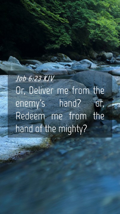Picture 04 - Job 6:23 KJV Mobile Phone Wallpaper - Or, Deliver me from the enemy's hand? or, Redeem - Mobile Bible Verse Wallpaper