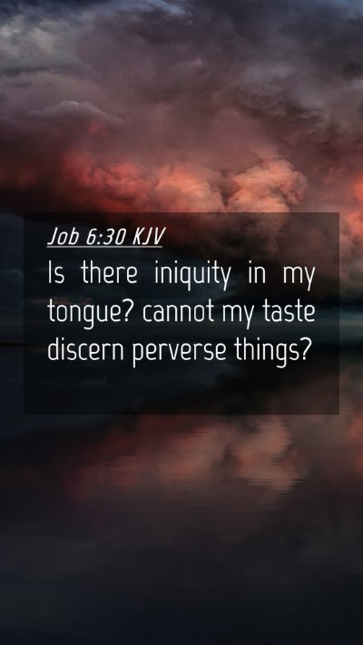 Picture 04 - Job 6:30 KJV Mobile Phone Wallpaper - Is there iniquity in my tongue? cannot my taste - Mobile Bible Verse Wallpaper
