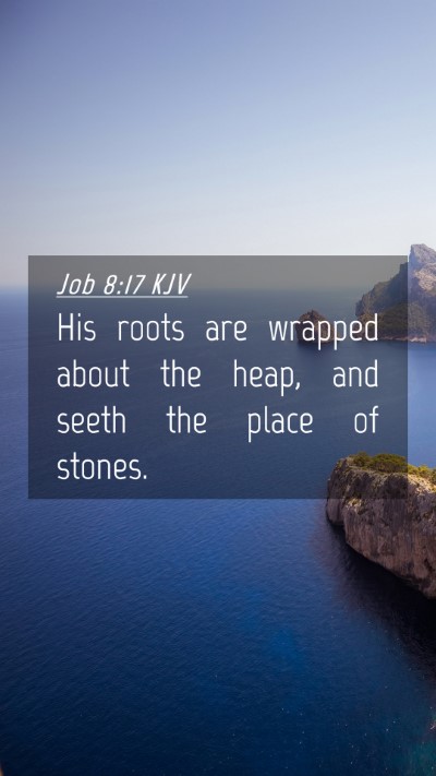 Picture 04 - Job 8:17 KJV Mobile Phone Wallpaper - His roots are wrapped about the heap, and seeth - Mobile Bible Verse Wallpaper