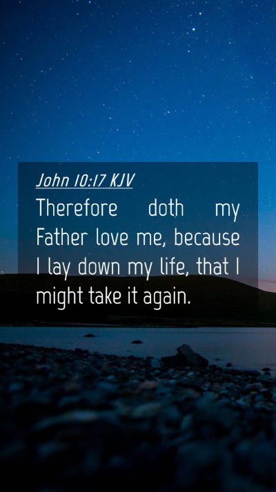 Picture 04 - John 10:17 KJV Mobile Phone Wallpaper - Therefore doth my Father love me, because I lay - Mobile Bible Verse Wallpaper