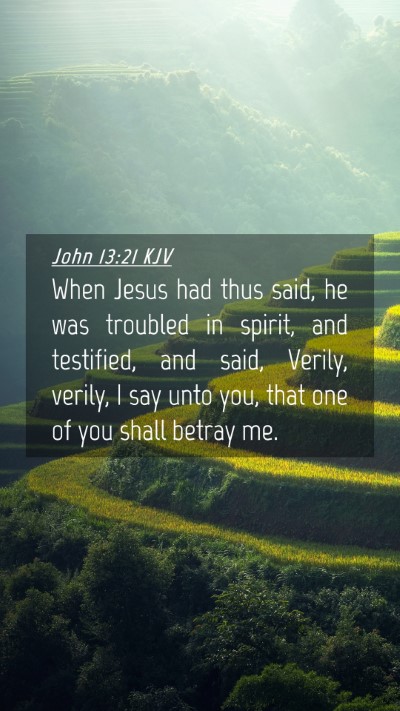Picture 04 - John 13:21 KJV Mobile Phone Wallpaper - When Jesus had thus said, he was troubled in - Mobile Bible Verse Wallpaper