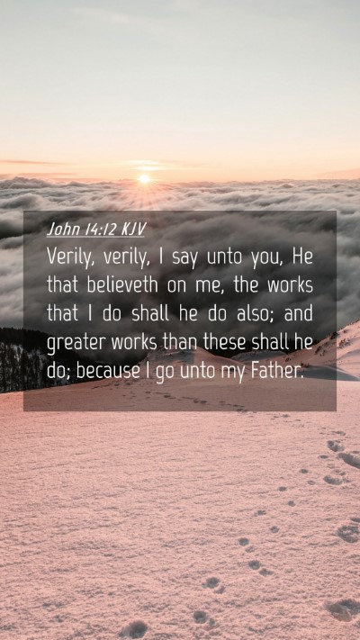 Picture 04 - John 14:12 KJV Mobile Phone Wallpaper - Verily, verily, I say unto you, He that believeth - Mobile Bible Verse Wallpaper