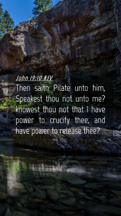 Picture 04 - John 19:10 KJV Mobile Phone Wallpaper - Then saith Pilate unto him, Speakest thou not - Mobile Bible Verse Wallpaper