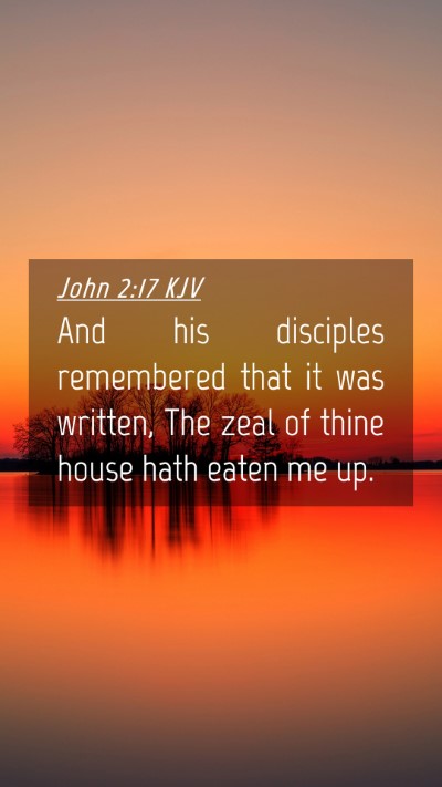 Picture 04 - John 2:17 KJV Mobile Phone Wallpaper - And his disciples remembered that it was written, - Mobile Bible Verse Wallpaper