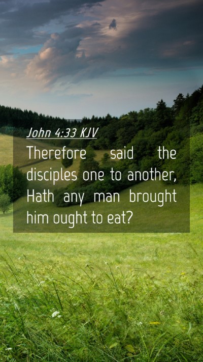 Picture 04 - John 4:33 KJV Mobile Phone Wallpaper - Therefore said the disciples one to another, Hath - Mobile Bible Verse Wallpaper