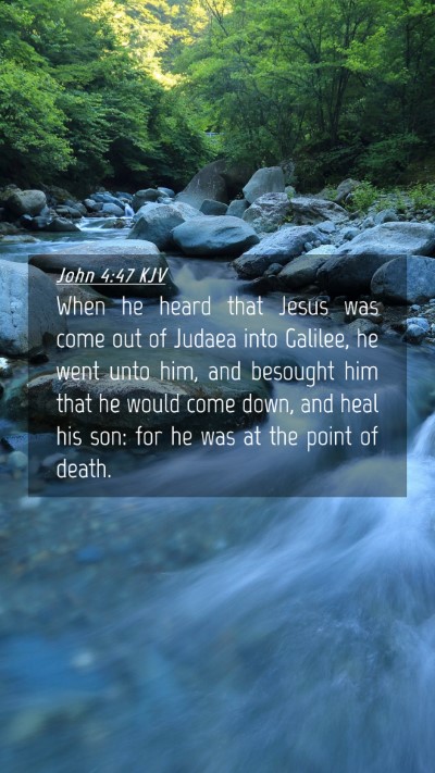Picture 04 - John 4:47 KJV Mobile Phone Wallpaper - When he heard that Jesus was come out of Judaea - Mobile Bible Verse Wallpaper