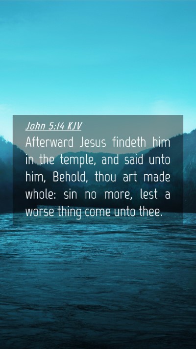 Picture 04 - John 5:14 KJV Mobile Phone Wallpaper - Afterward Jesus findeth him in the temple, and - Mobile Bible Verse Wallpaper