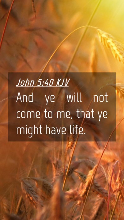 Picture 04 - John 5:40 KJV Mobile Phone Wallpaper - And ye will not come to me, that ye might have - Mobile Bible Verse Wallpaper