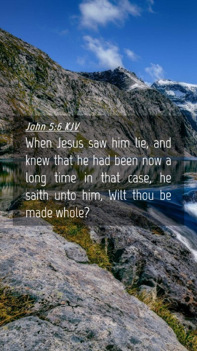 Picture 04 - John 5:6 KJV Mobile Phone Wallpaper - When Jesus saw him lie, and knew that he had been - Mobile Bible Verse Wallpaper