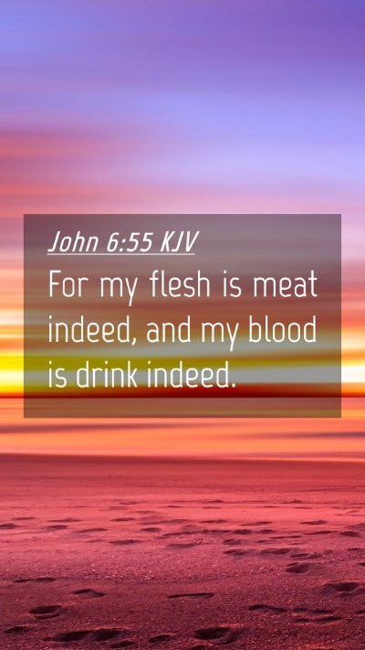 Picture 04 - John 6:55 KJV Mobile Phone Wallpaper - For my flesh is meat indeed, and my blood is - Mobile Bible Verse Wallpaper