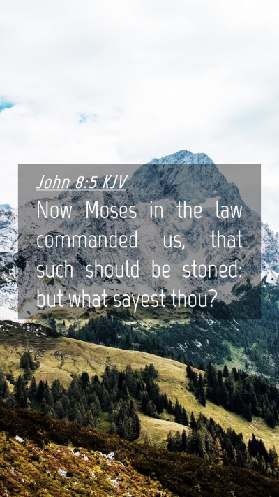Picture 04 - John 8:5 KJV Mobile Phone Wallpaper - Now Moses in the law commanded us, that such - Mobile Bible Verse Wallpaper