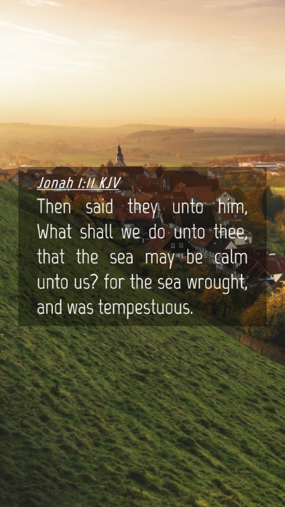 Picture 04 - Jonah 1:11 KJV Mobile Phone Wallpaper - Then said they unto him, What shall we do unto - Mobile Bible Verse Wallpaper