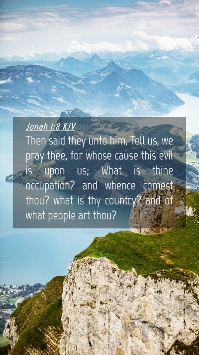 Picture 04 - Jonah 1:8 KJV Mobile Phone Wallpaper - Then said they unto him, Tell us, we pray thee, - Mobile Bible Verse Wallpaper