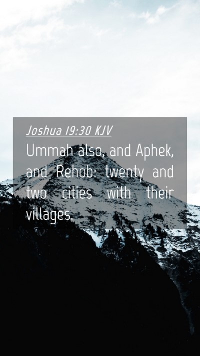 Picture 04 - Joshua 19:30 KJV Mobile Phone Wallpaper - Ummah also, and Aphek, and Rehob: twenty and two - Mobile Bible Verse Wallpaper