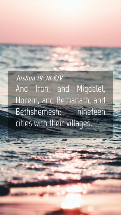 Picture 04 - Joshua 19:38 KJV Mobile Phone Wallpaper - And Iron, and Migdalel, Horem, and Bethanath, and - Mobile Bible Verse Wallpaper
