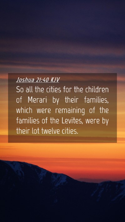 Picture 04 - Joshua 21:40 KJV Mobile Phone Wallpaper - So all the cities for the children of Merari by - Mobile Bible Verse Wallpaper