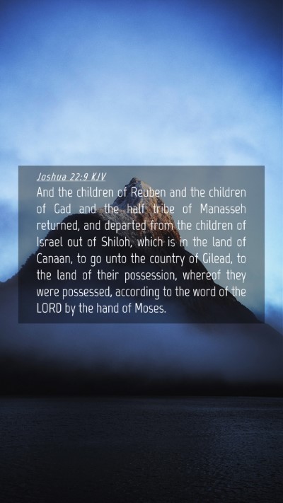 Picture 04 - Joshua 22:9 KJV Mobile Phone Wallpaper - And the children of Reuben and the children of - Mobile Bible Verse Wallpaper