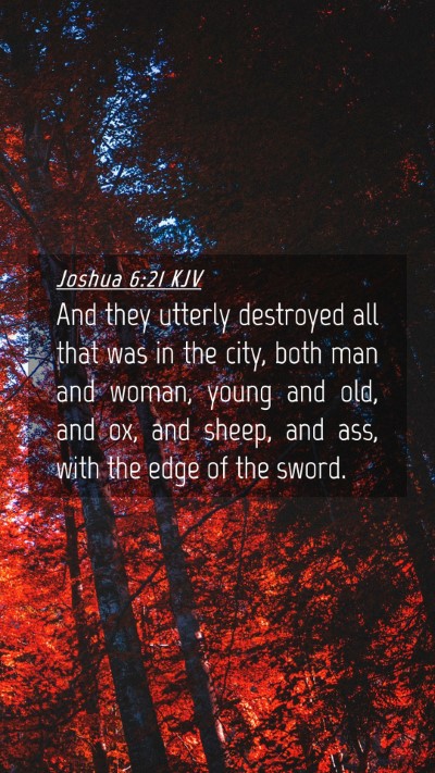 Picture 04 - Joshua 6:21 KJV Mobile Phone Wallpaper - And they utterly destroyed all that was in the - Mobile Bible Verse Wallpaper