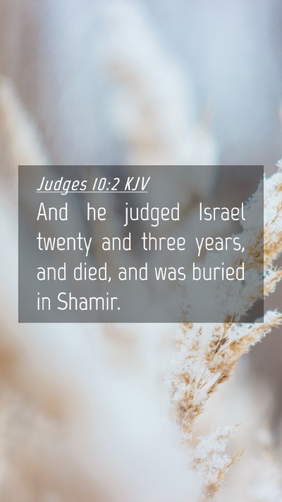 Picture 04 - Judges 10:2 KJV Mobile Phone Wallpaper - And he judged Israel twenty and three years, and - Mobile Bible Verse Wallpaper