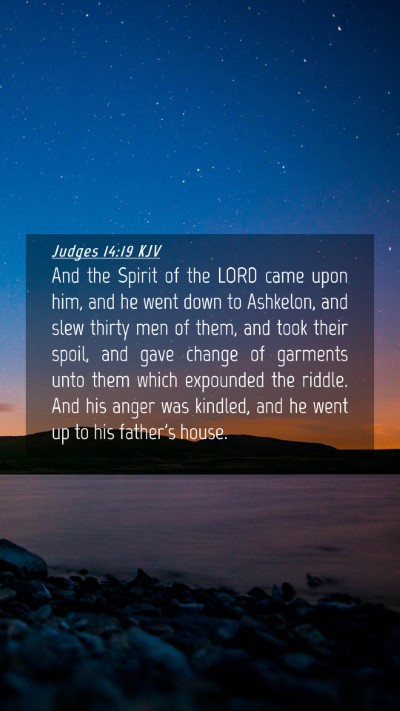 Picture 04 - Judges 14:19 KJV Mobile Phone Wallpaper - And the Spirit of the LORD came upon him, and he - Mobile Bible Verse Wallpaper