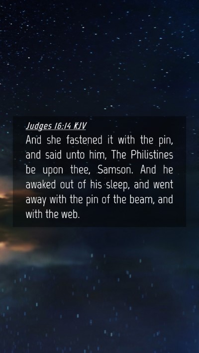 Picture 04 - Judges 16:14 KJV Mobile Phone Wallpaper - And she fastened it with the pin, and said unto - Mobile Bible Verse Wallpaper