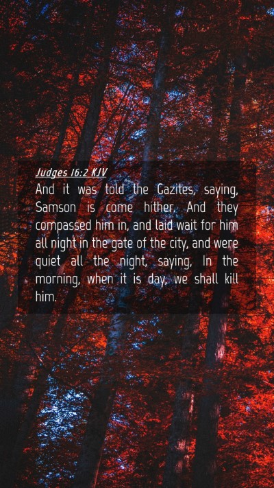 Picture 04 - Judges 16:2 KJV Mobile Phone Wallpaper - And it was told the Gazites, saying, Samson is - Mobile Bible Verse Wallpaper