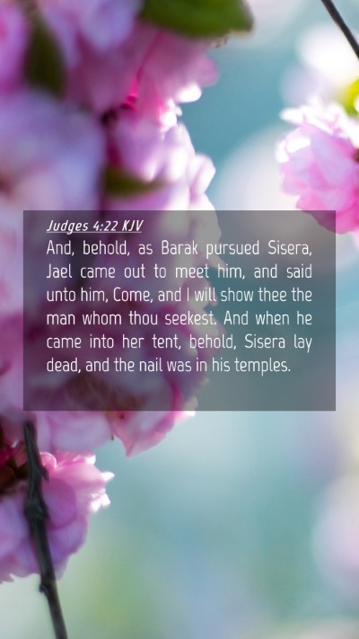 Picture 04 - Judges 4:22 KJV Mobile Phone Wallpaper - And, behold, as Barak pursued Sisera, Jael came - Mobile Bible Verse Wallpaper