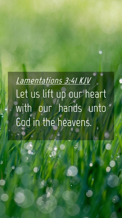 Picture 04 - Lamentations 3:41 KJV Mobile Phone Wallpaper - Let us lift up our heart with our hands unto God - Mobile Bible Verse Wallpaper