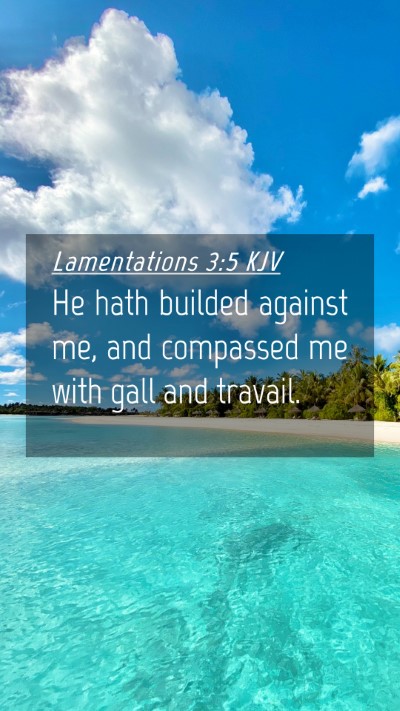 Picture 04 - Lamentations 3:5 KJV Mobile Phone Wallpaper - He hath builded against me, and compassed me with - Mobile Bible Verse Wallpaper