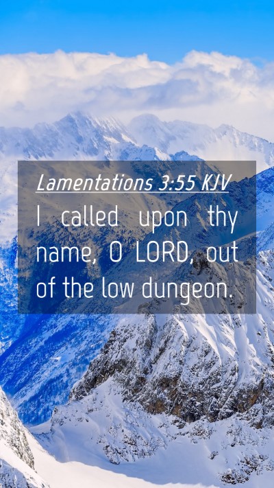 Picture 04 - Lamentations 3:55 KJV Mobile Phone Wallpaper - I called upon thy name, O LORD, out of the low - Mobile Bible Verse Wallpaper