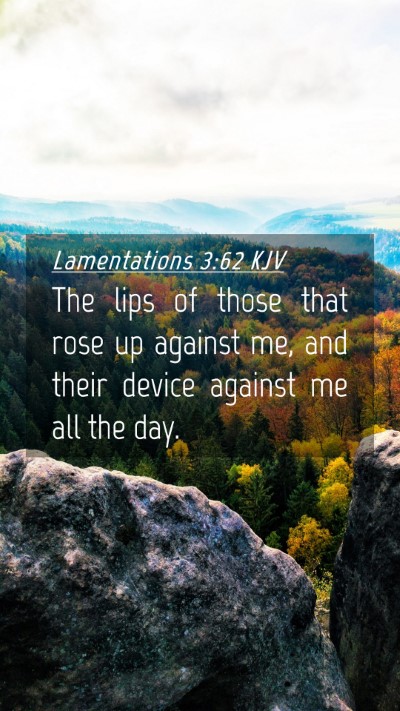Picture 04 - Lamentations 3:62 KJV Mobile Phone Wallpaper - The lips of those that rose up against me, and - Mobile Bible Verse Wallpaper