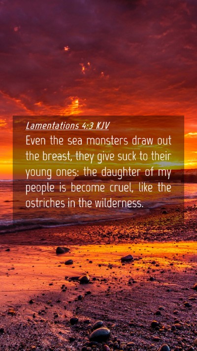 Picture 04 - Lamentations 4:3 KJV Mobile Phone Wallpaper - Even the sea monsters draw out the breast, they - Mobile Bible Verse Wallpaper