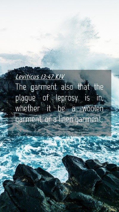 Picture 04 - Leviticus 13:47 KJV Mobile Phone Wallpaper - The garment also that the plague of leprosy is - Mobile Bible Verse Wallpaper
