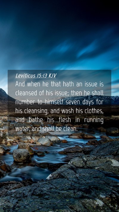 Picture 04 - Leviticus 15:13 KJV Mobile Phone Wallpaper - And when he that hath an issue is cleansed of his - Mobile Bible Verse Wallpaper