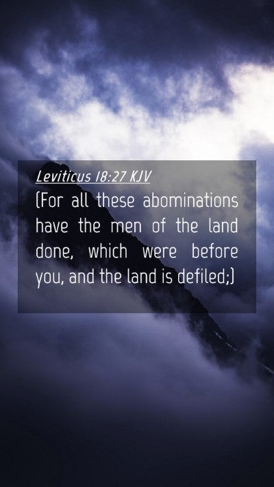 Picture 04 - Leviticus 18:27 KJV Mobile Phone Wallpaper - (For all these abominations have the men of the - Mobile Bible Verse Wallpaper