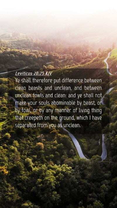 Picture 04 - Leviticus 20:25 KJV Mobile Phone Wallpaper - Ye shall therefore put difference between clean - Mobile Bible Verse Wallpaper