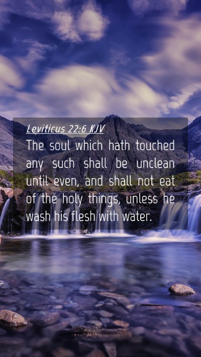 Picture 04 - Leviticus 22:6 KJV Mobile Phone Wallpaper - The soul which hath touched any such shall be - Mobile Bible Verse Wallpaper