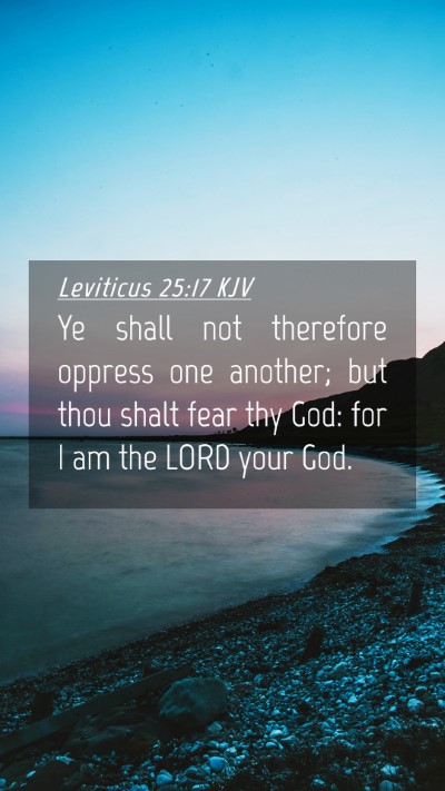 Picture 04 - Leviticus 25:17 KJV Mobile Phone Wallpaper - Ye shall not therefore oppress one another; but - Mobile Bible Verse Wallpaper