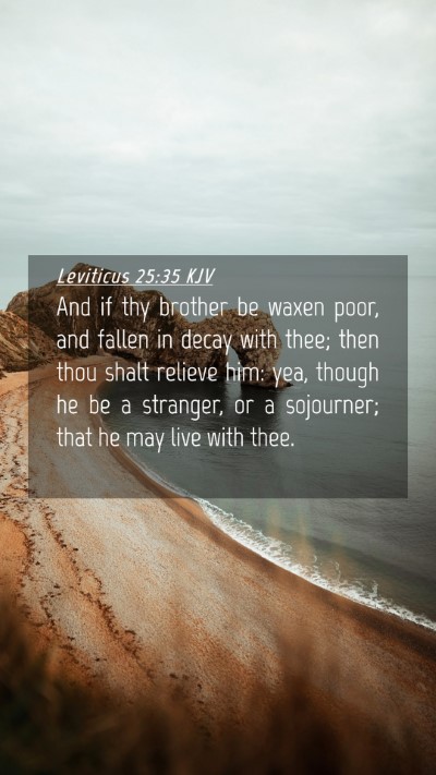 Picture 04 - Leviticus 25:35 KJV Mobile Phone Wallpaper - And if thy brother be waxen poor, and fallen in - Mobile Bible Verse Wallpaper