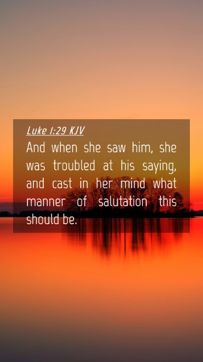 Picture 04 - Luke 1:29 KJV Mobile Phone Wallpaper - And when she saw him, she was troubled at his - Mobile Bible Verse Wallpaper