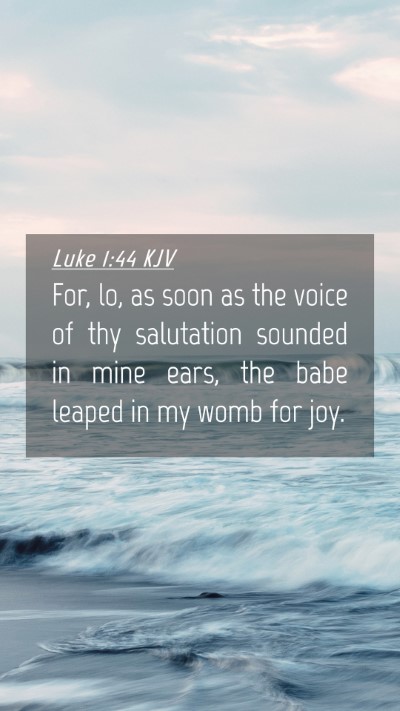 Picture 04 - Luke 1:44 KJV Mobile Phone Wallpaper - For, lo, as soon as the voice of thy salutation - Mobile Bible Verse Wallpaper