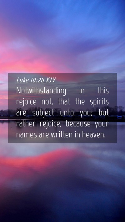 Picture 04 - Luke 10:20 KJV Mobile Phone Wallpaper - Notwithstanding in this rejoice not, that the - Mobile Bible Verse Wallpaper