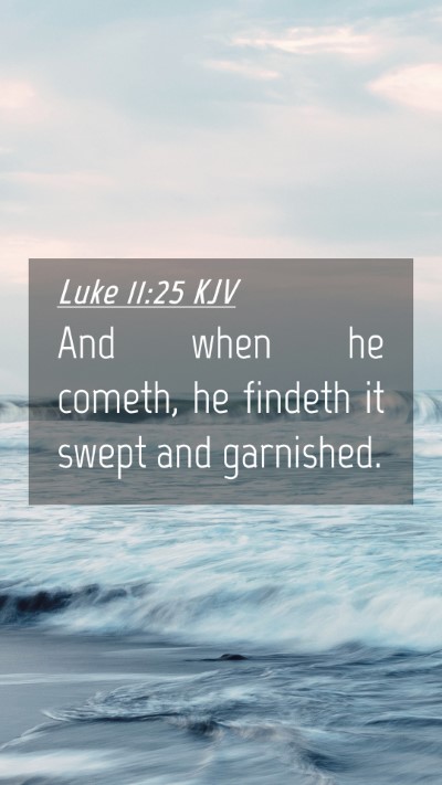 Picture 04 - Luke 11:25 KJV Mobile Phone Wallpaper - And when he cometh, he findeth it swept and - Mobile Bible Verse Wallpaper