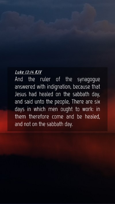 Picture 04 - Luke 13:14 KJV Mobile Phone Wallpaper - And the ruler of the synagogue answered with - Mobile Bible Verse Wallpaper