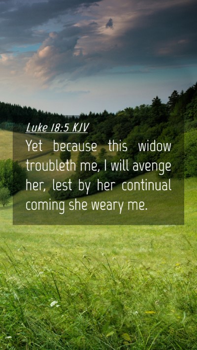 Picture 04 - Luke 18:5 KJV Mobile Phone Wallpaper - Yet because this widow troubleth me, I will - Mobile Bible Verse Wallpaper