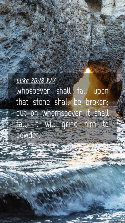 Picture 04 - Luke 20:18 KJV Mobile Phone Wallpaper - Whosoever shall fall upon that stone shall be - Mobile Bible Verse Wallpaper