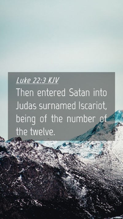 Picture 04 - Luke 22:3 KJV Mobile Phone Wallpaper - Then entered Satan into Judas surnamed Iscariot, - Mobile Bible Verse Wallpaper